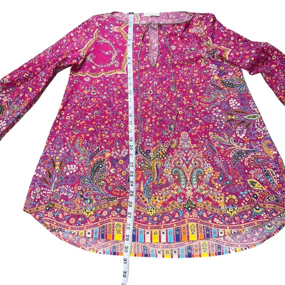 EUC Etro Italian Made Micro-Floral Cotton Peasant Blouse Pink Floral Size 42 - Picture 11 of 11